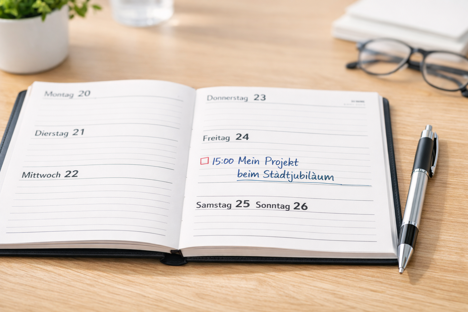 Ein Kalender auf einem Schreibtisch