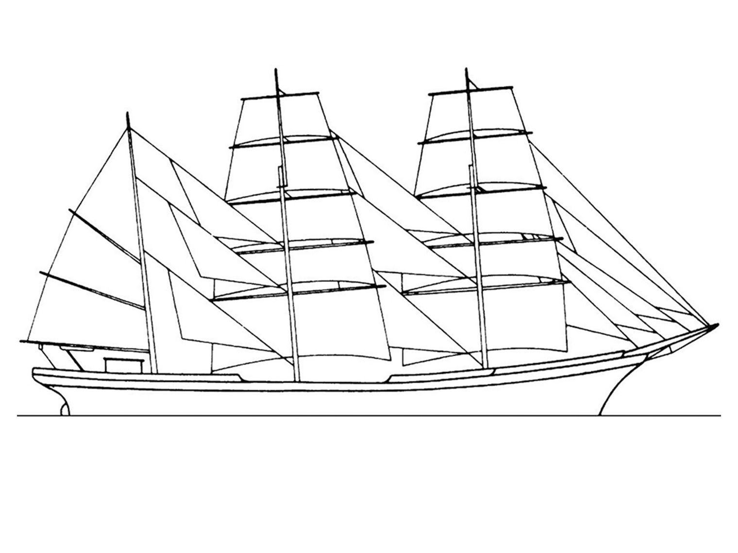 Skizze des Schifftyps Viermastbark