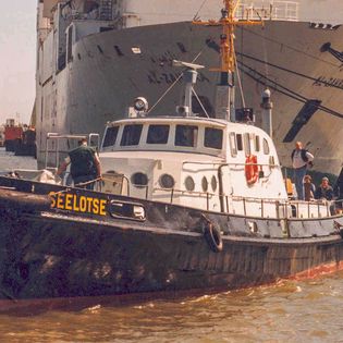 Seelotse schleppt großes Schiff