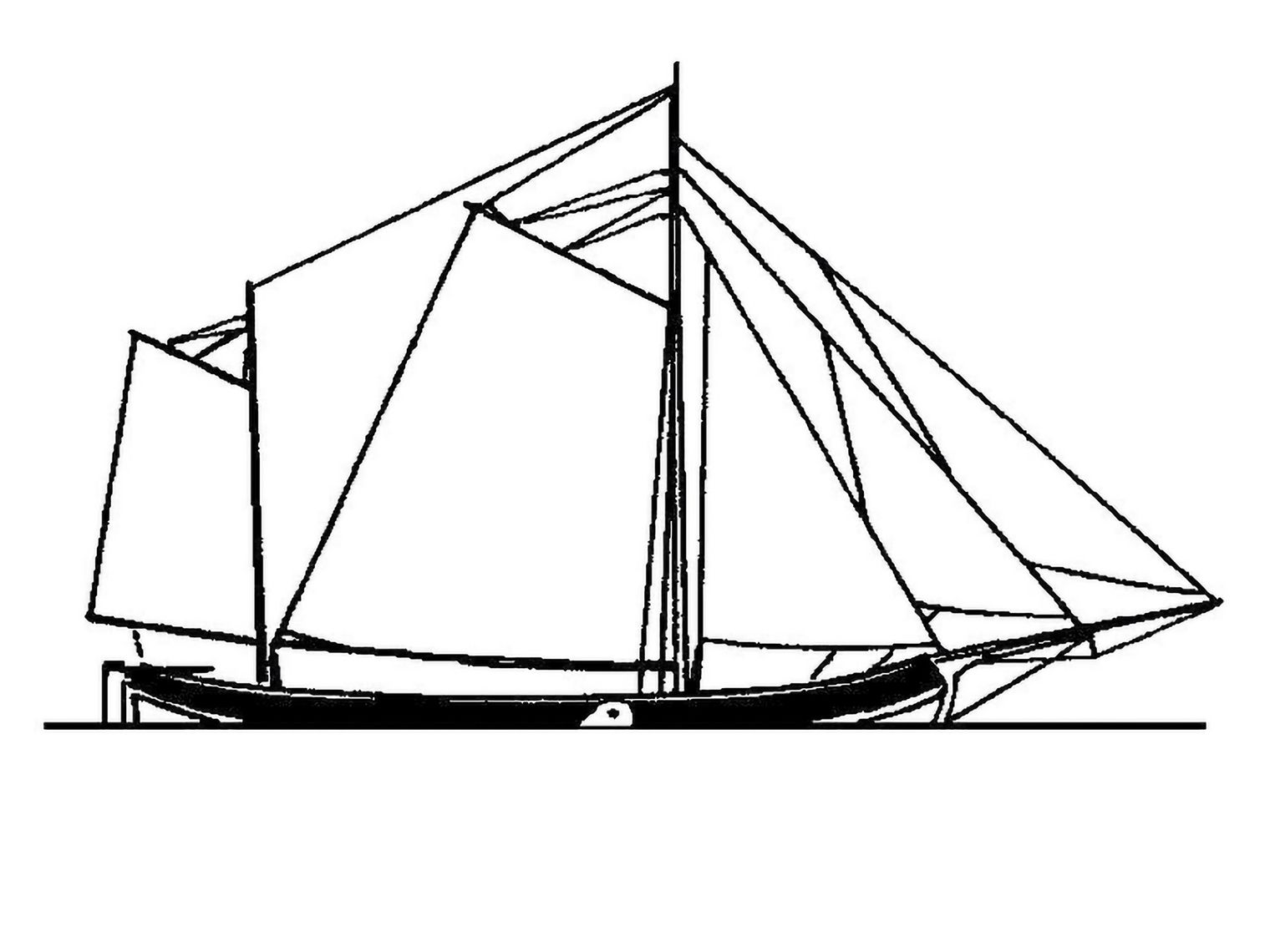 Skizze des Schifftyps Tjalk