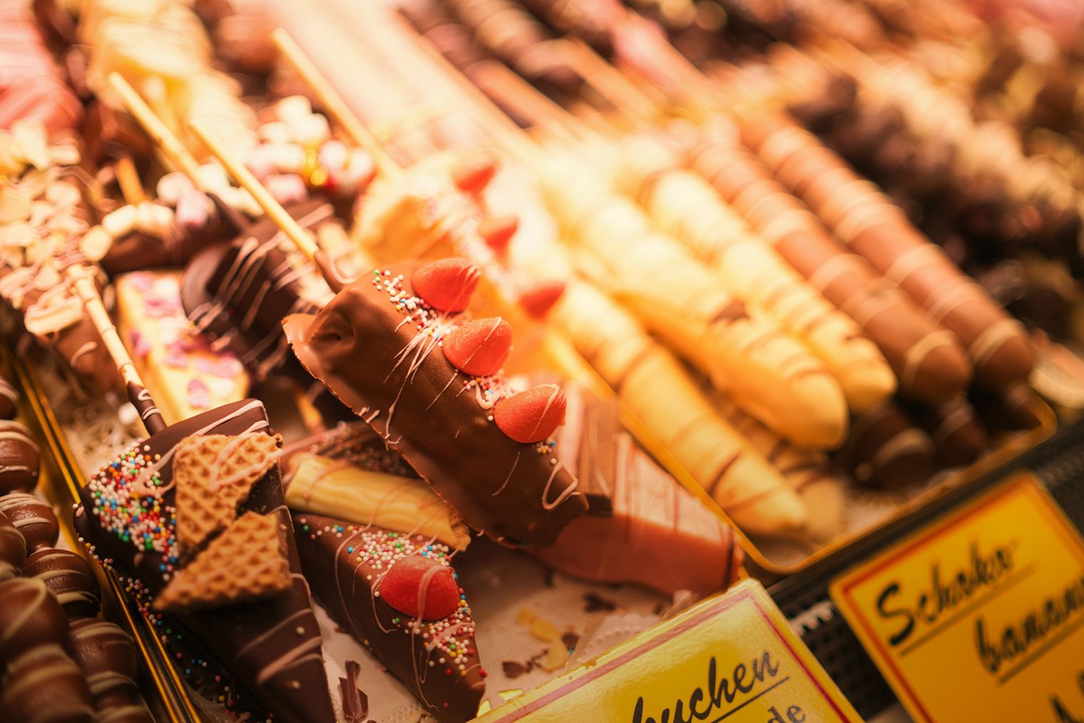 Schokobananen auf dem Weihnachtsmarkt