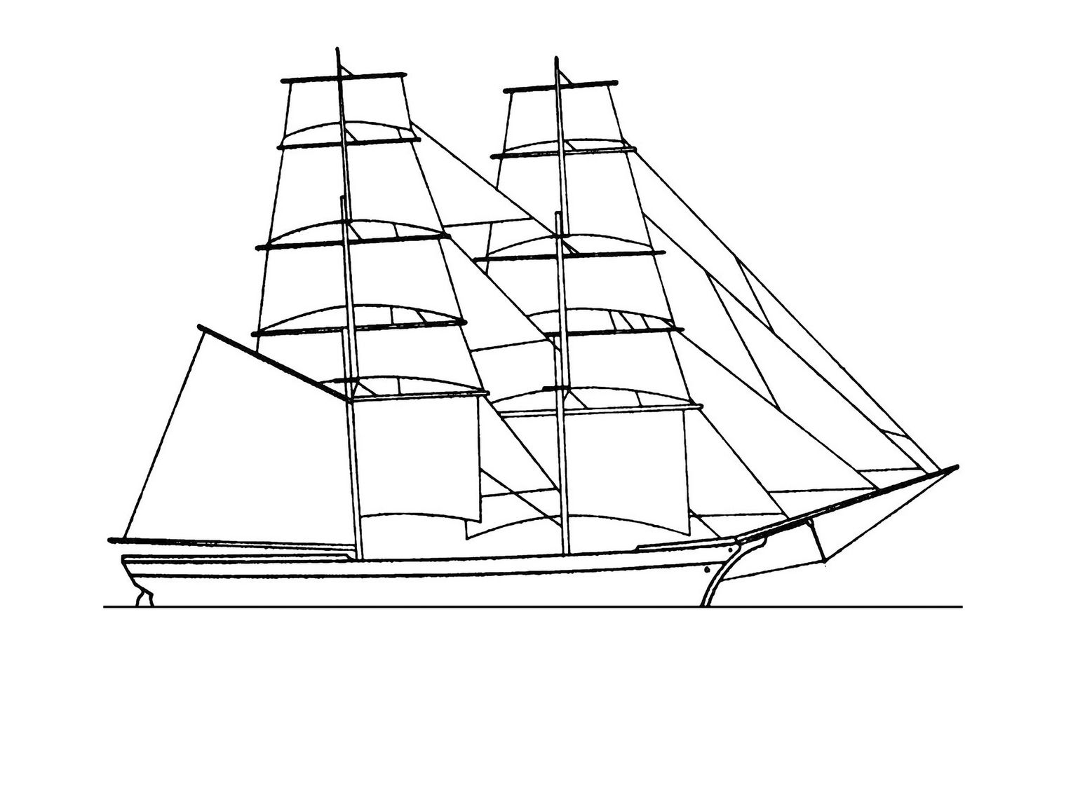 Skizze des Schifftyps Brigg