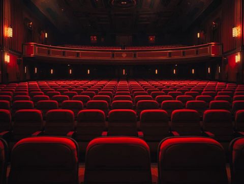 Ein Kinosaal mit roter Bestuhlung
