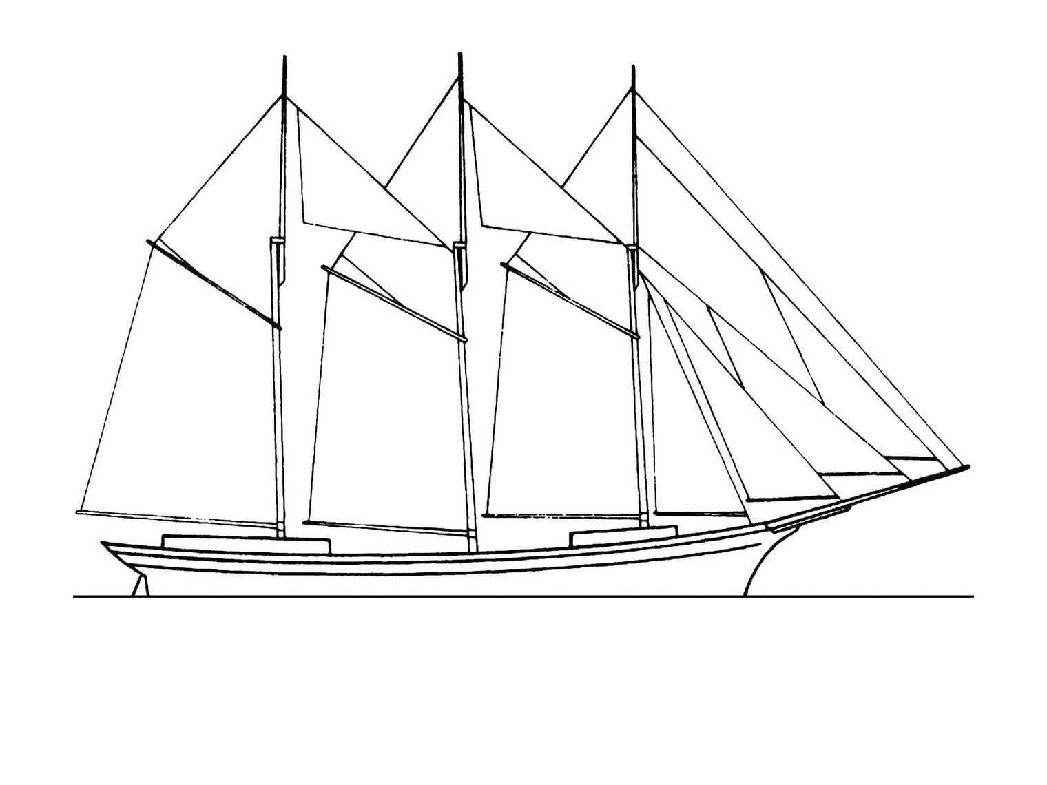 Skizze des Schifftyps Schoner