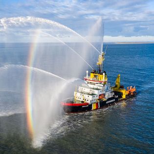 Das Motorschiff Mellum auf hoher See