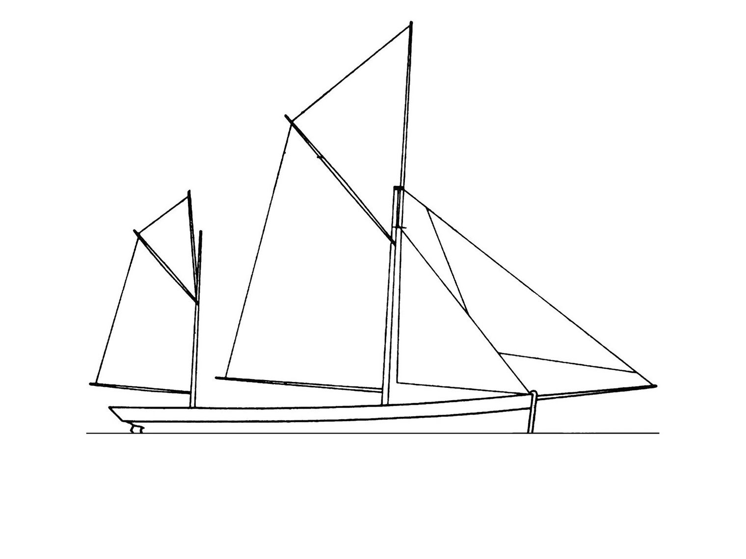 Skizze des Schifftyps Ketsch