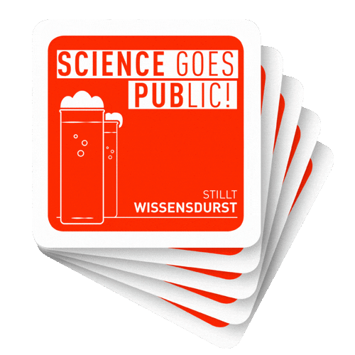 Bierdeckel mit dem Schriftzug Science goes Public