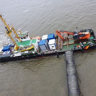 Luftaufnahme mit Blick auf die Franzius Plate